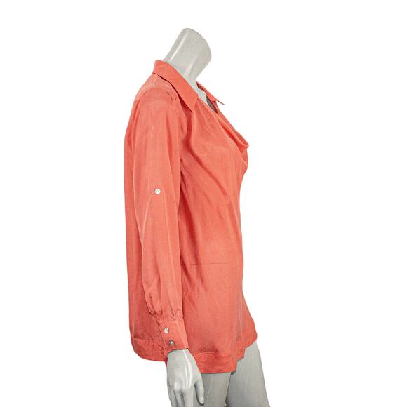Sundance Catalog Women's Silk Cowl Neck Blouse Size Medium coral - Picture 5 of 7